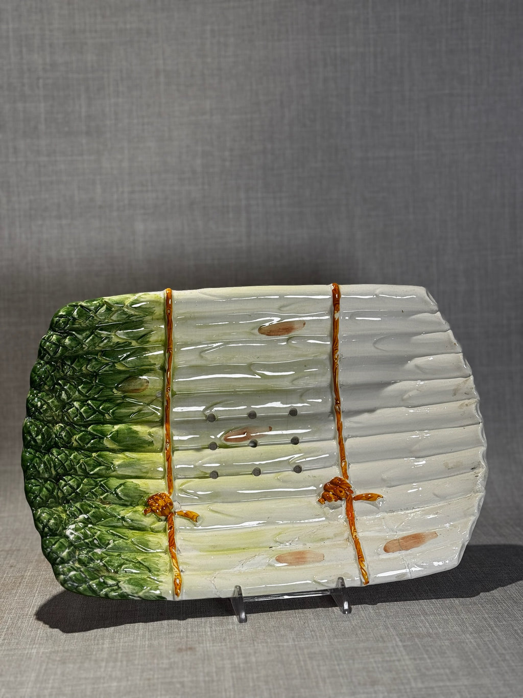 hand painted majolica platters asparagus ceramic platter set vintage decor