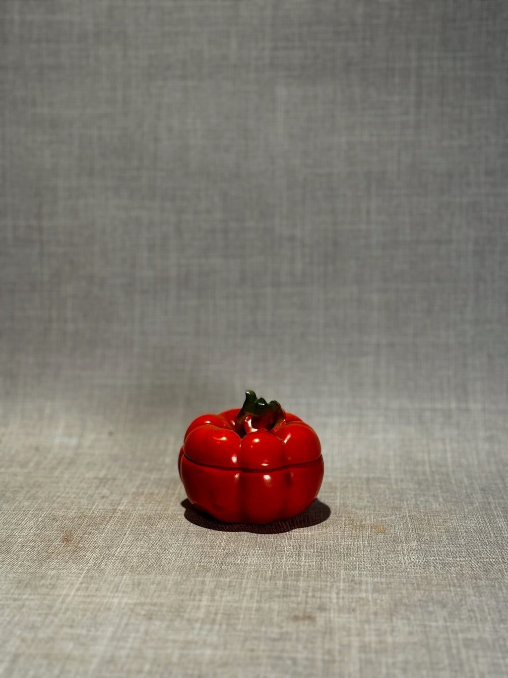 red ceramic sugar bowl fruit shaped novelty kitchen item