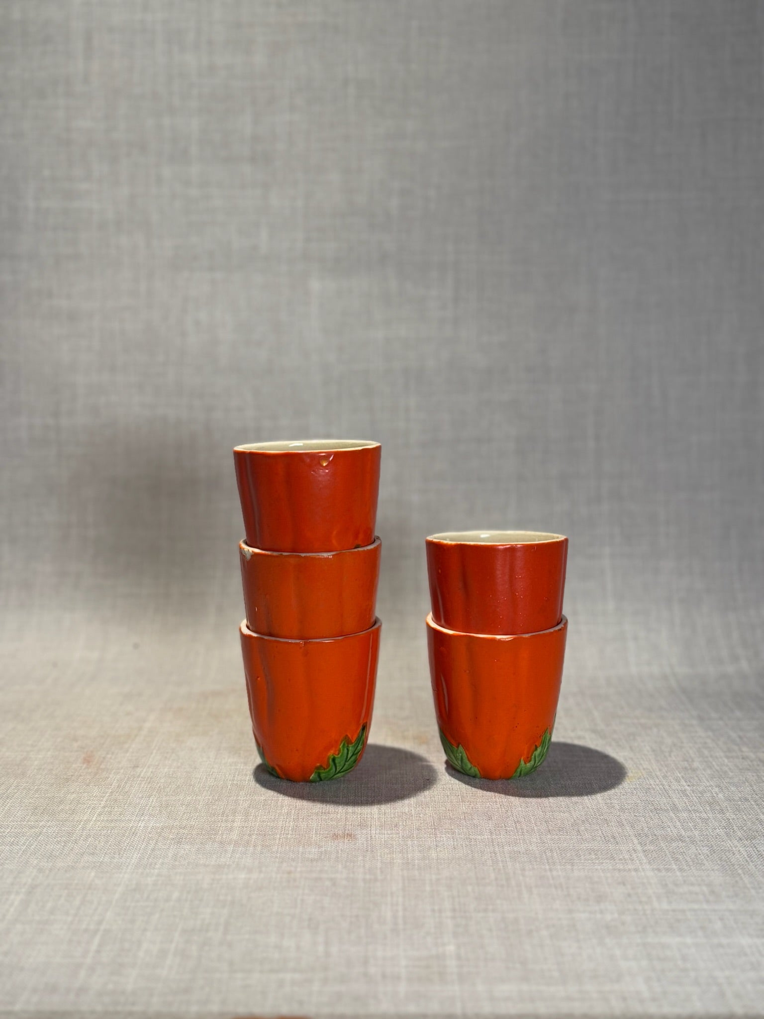 Vintage Tomato  Tea Set, Teapot, and 5 tea glasses