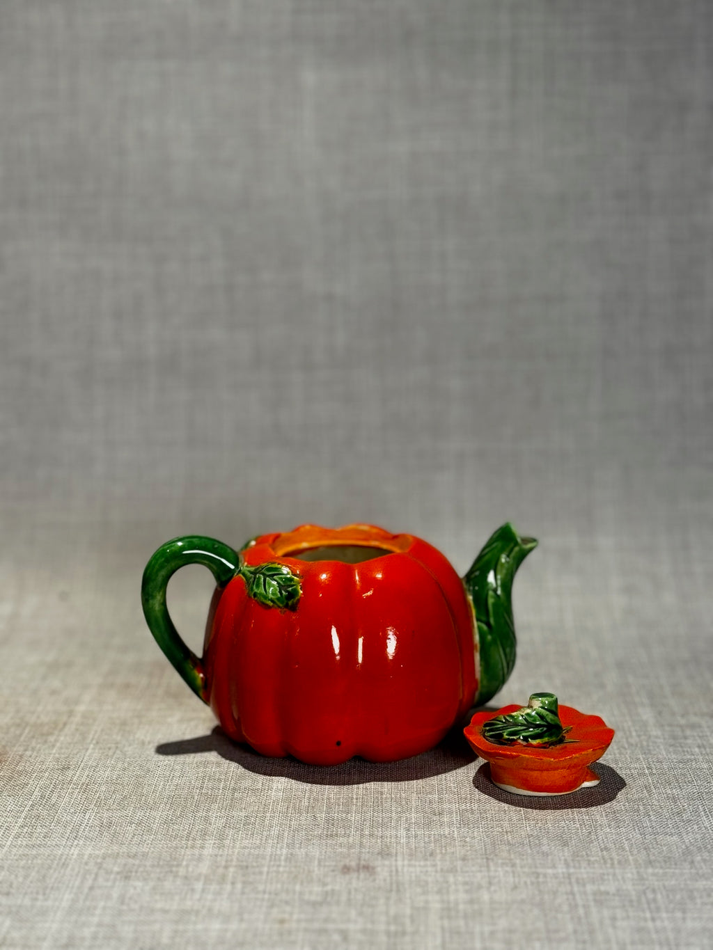 hand painted tomato teapot vintage fruitware ceramic teapot decor