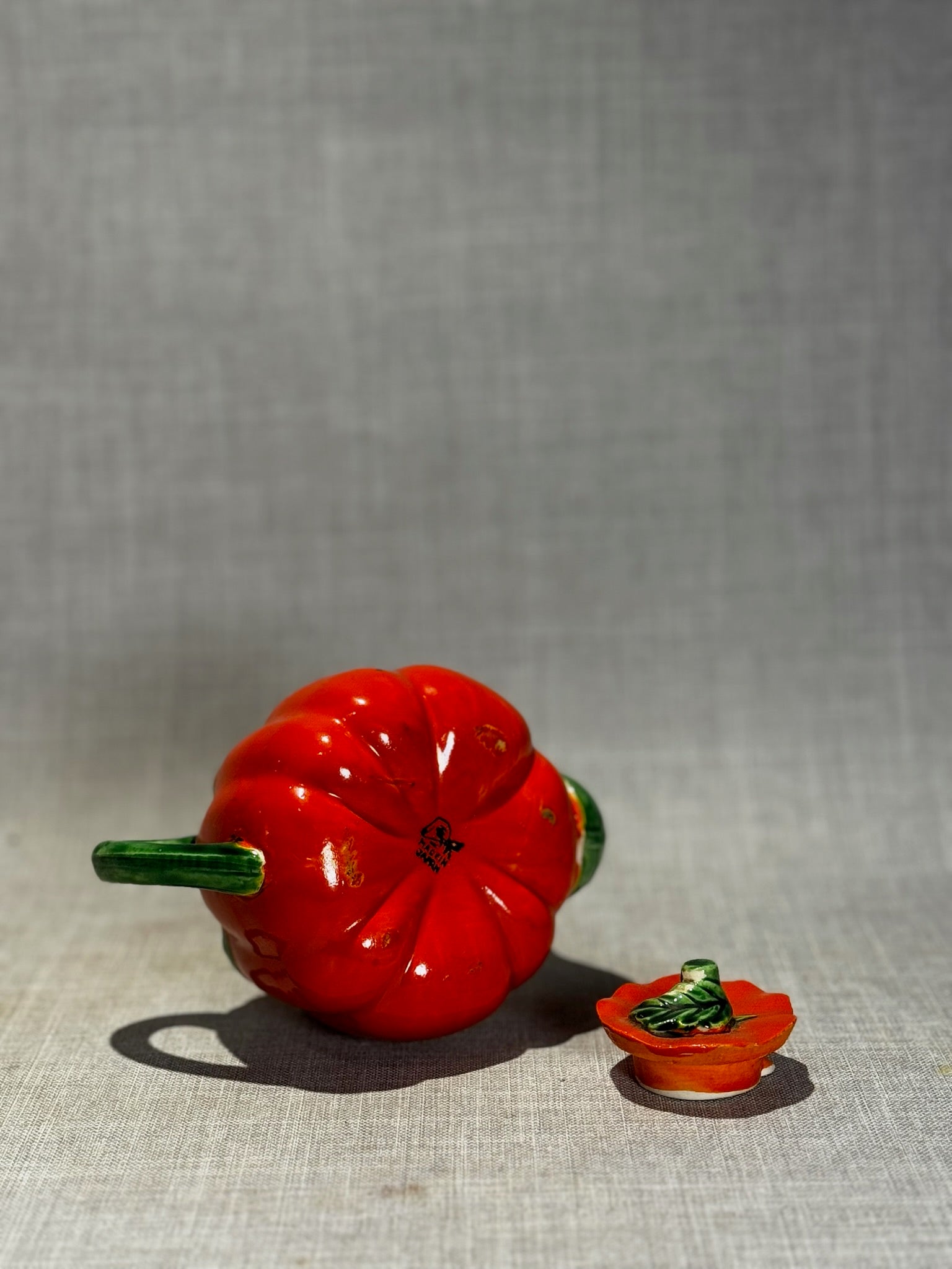 Charming Mid-Century Hand-Painted Tomato Teapot with Lid – Vintage Japanese Ceramic Fruitware
