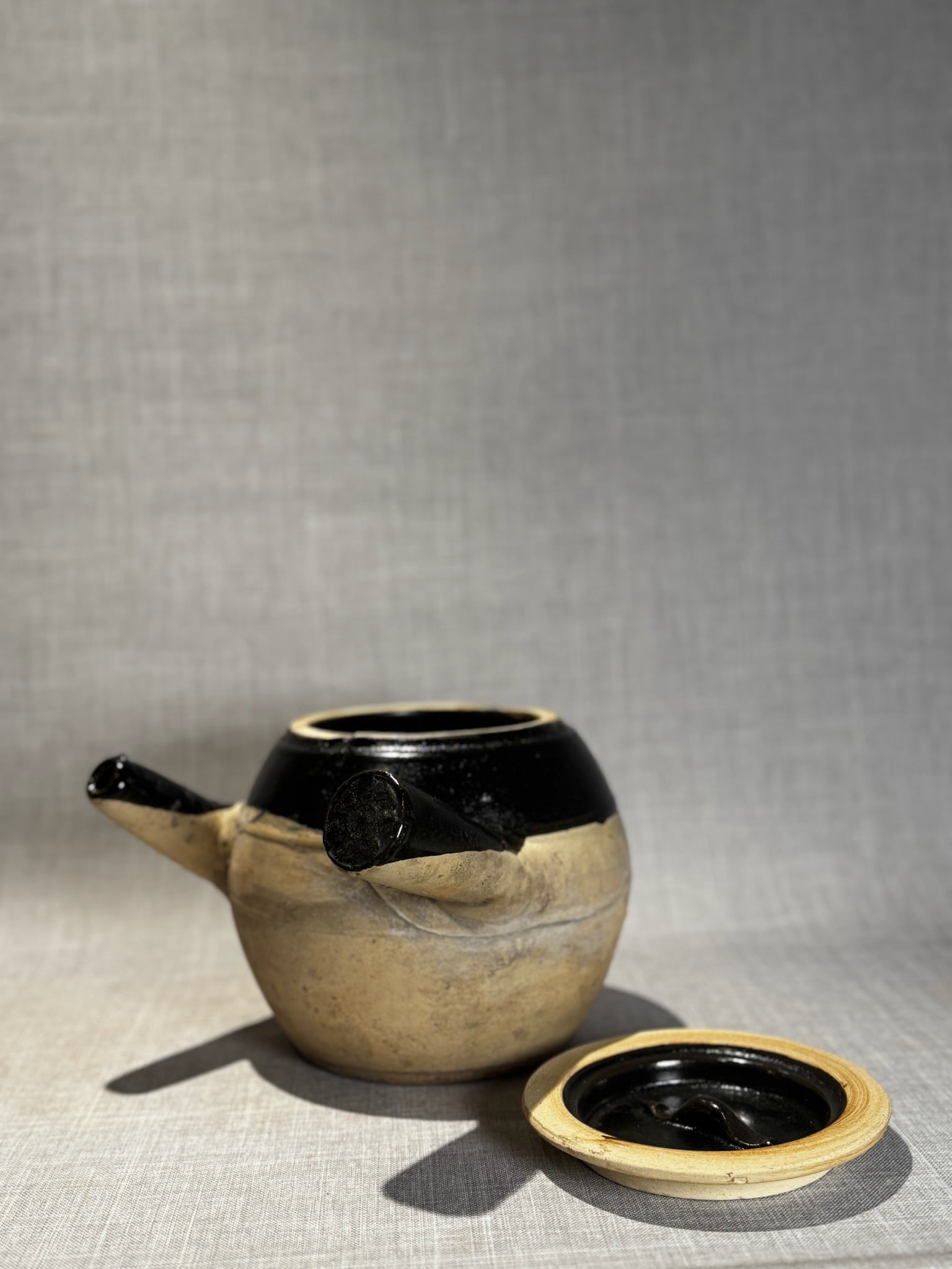 Vintage Japanese Kyusu Side-Handle Clay Tea Pot with Lid