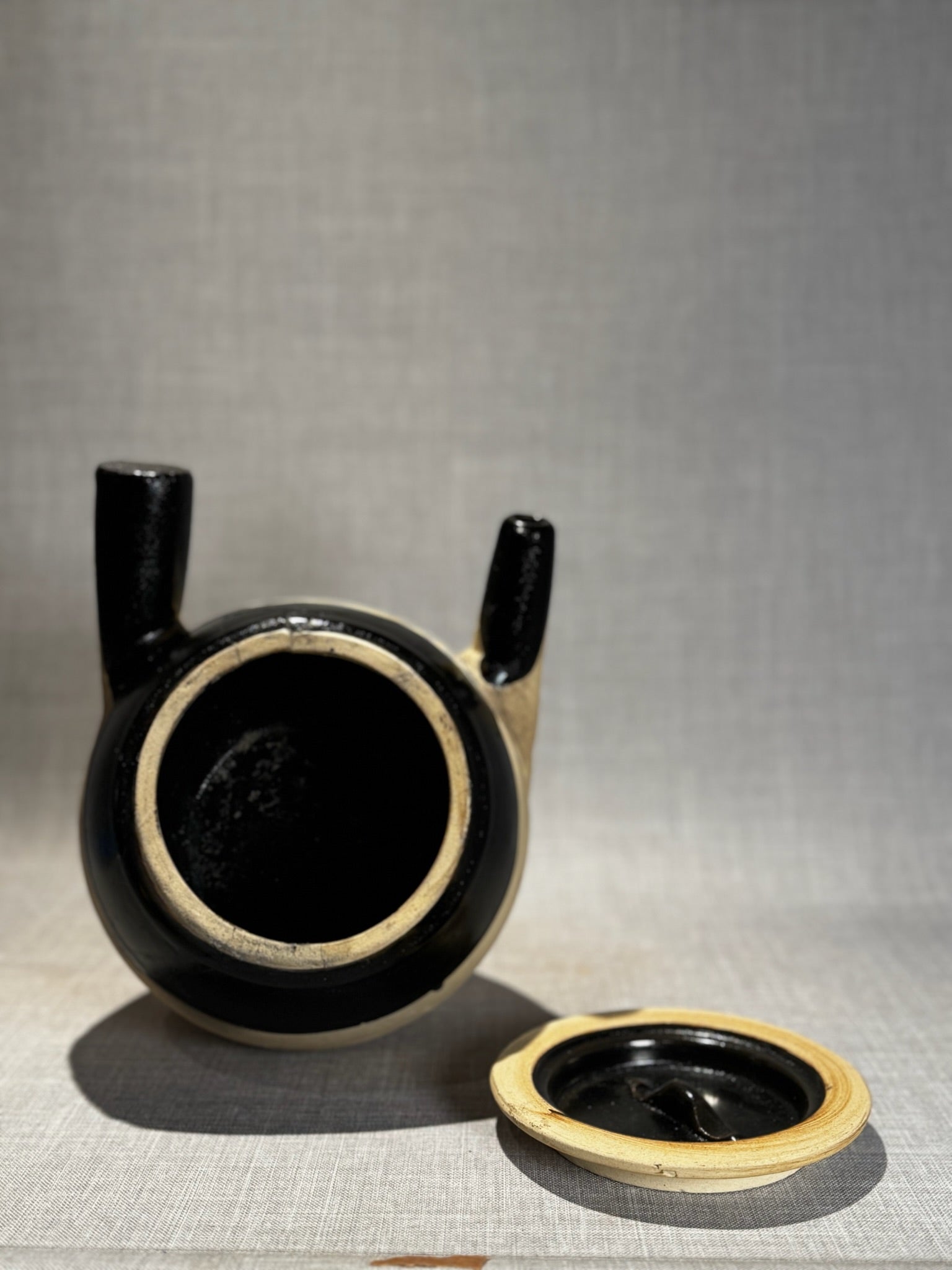 Vintage Japanese Kyusu Side-Handle Clay Tea Pot with Lid