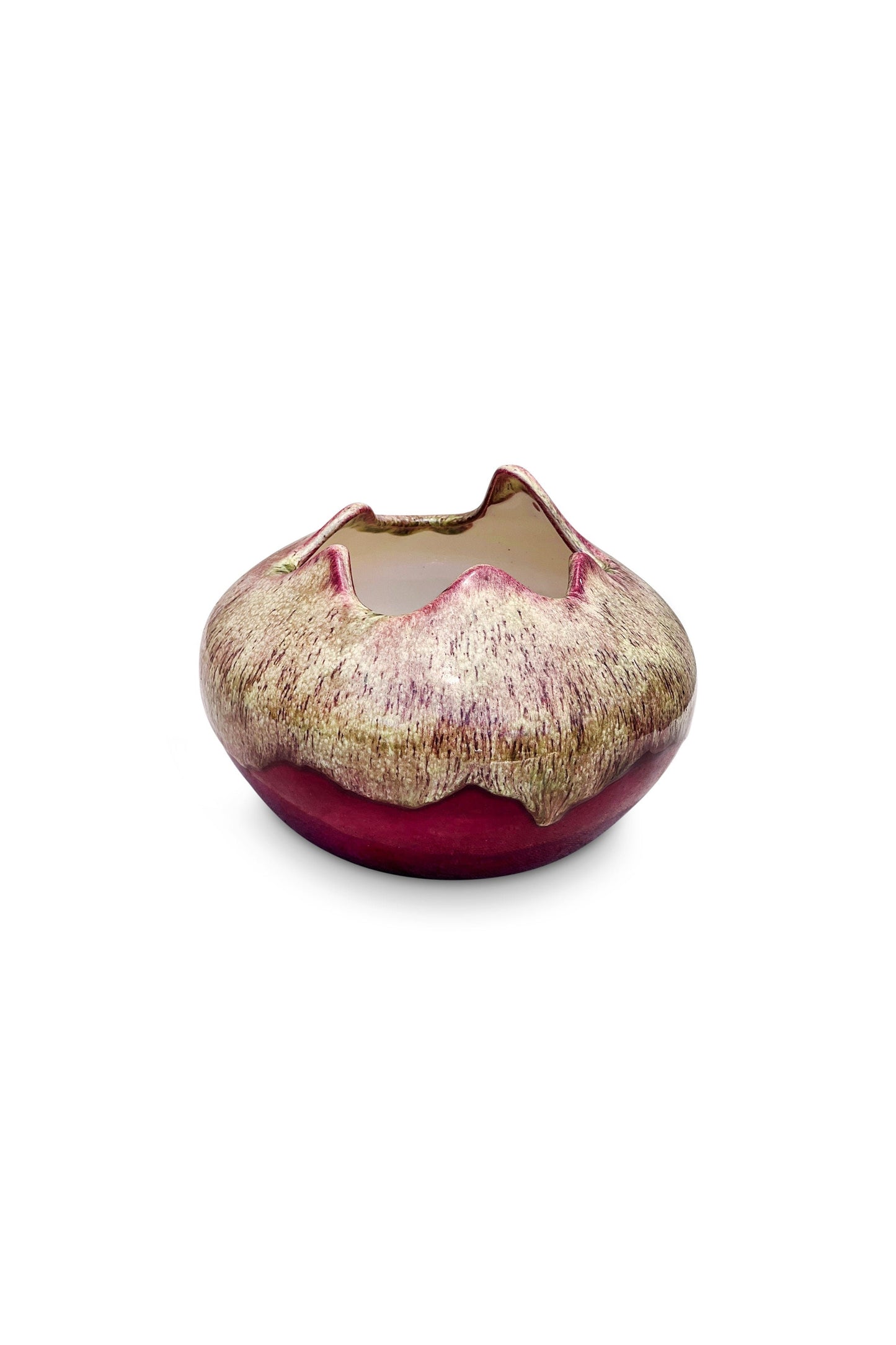 Vintage Pink Ceramic Pinched Top Bowl
