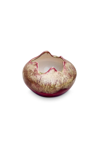 Vintage Pink Ceramic Pinched Top Bowl