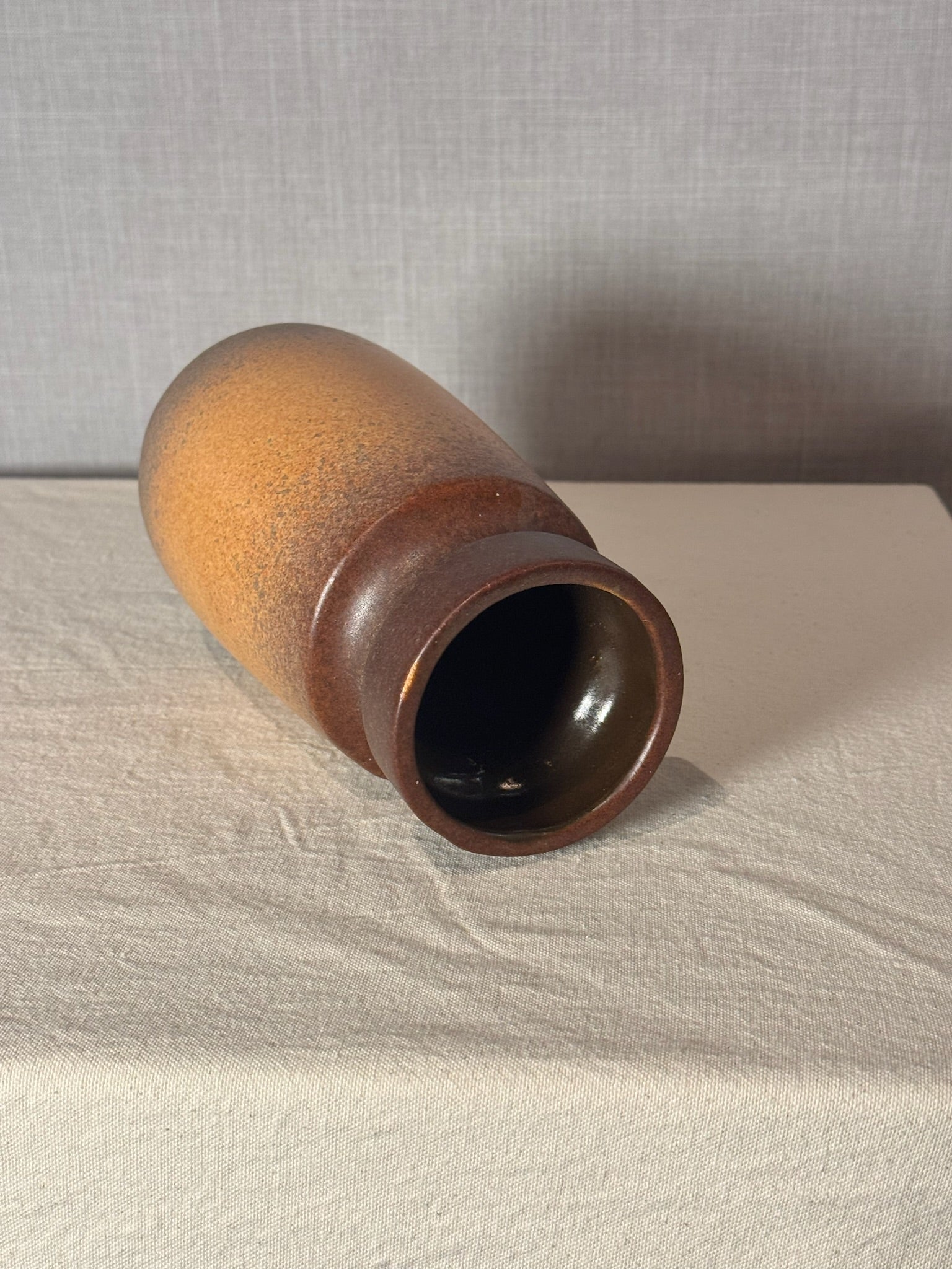 Vintage West German Studio Pottery Vase – Brown & Ochre Fat Lava Glaze, by Scheurich