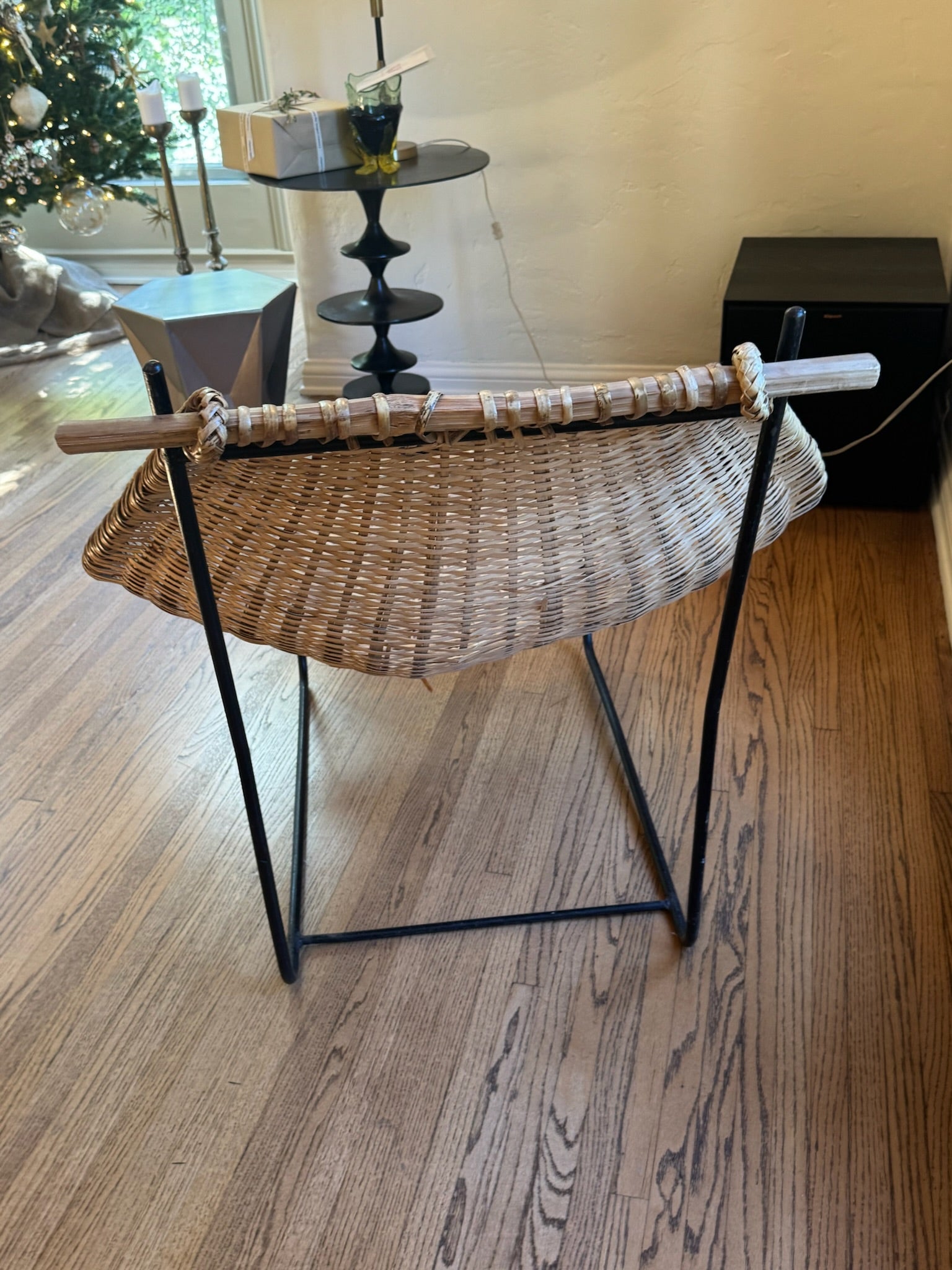 Mid-Century Modern “Duyan” Lounge Chair by John Risley, Rattan, Iron & Wood, USA