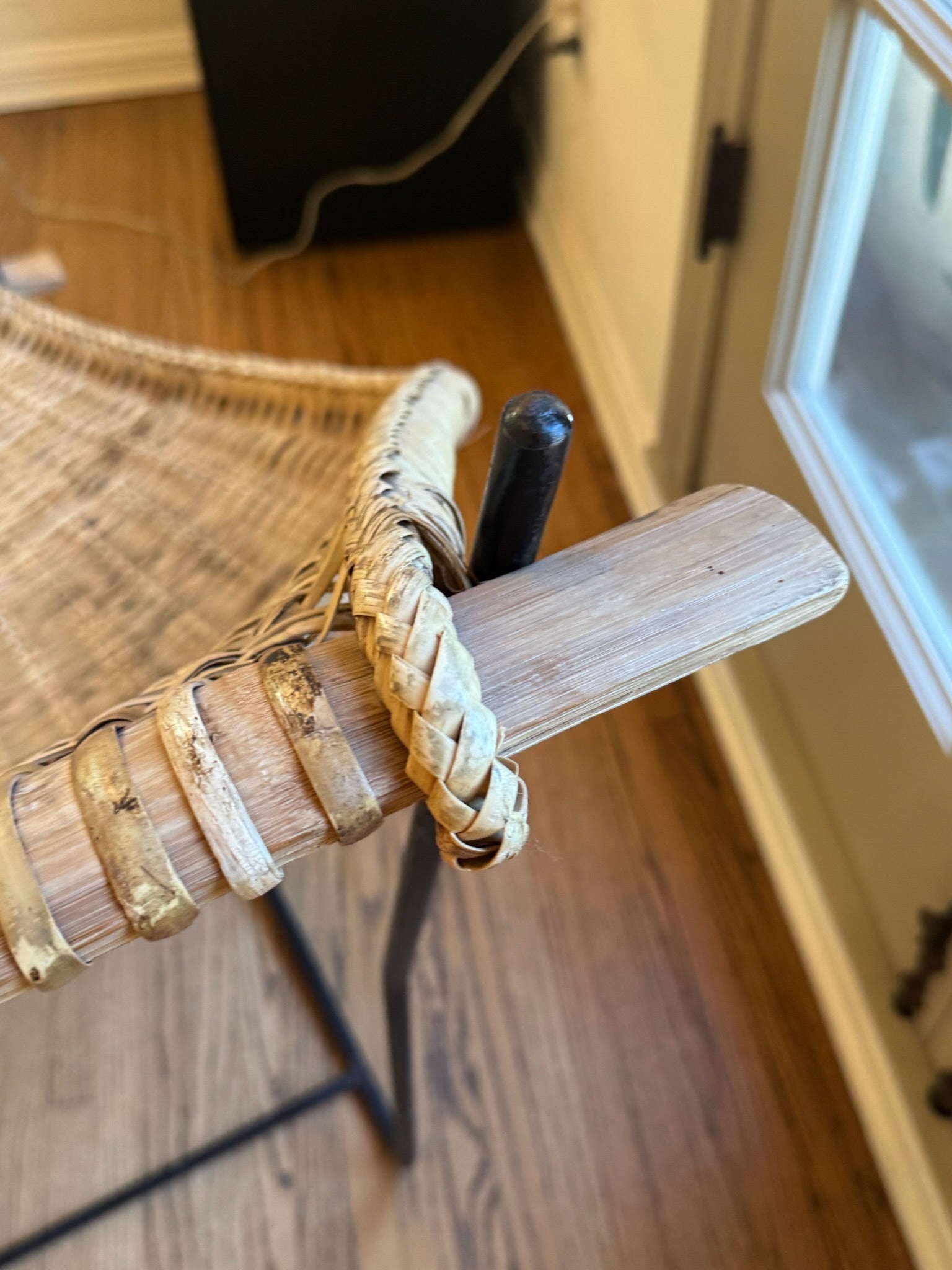 Mid-Century Modern “Duyan” Lounge Chair by John Risley, Rattan, Iron & Wood, USA