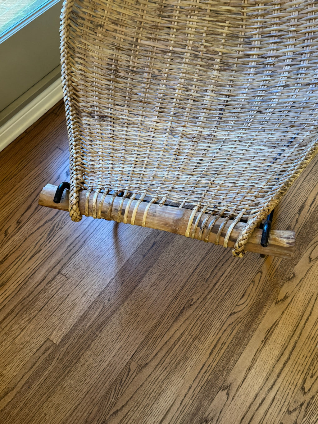 Mid-Century Modern “Duyan” Lounge Chair by John Risley, Rattan, Iron & Wood, USA