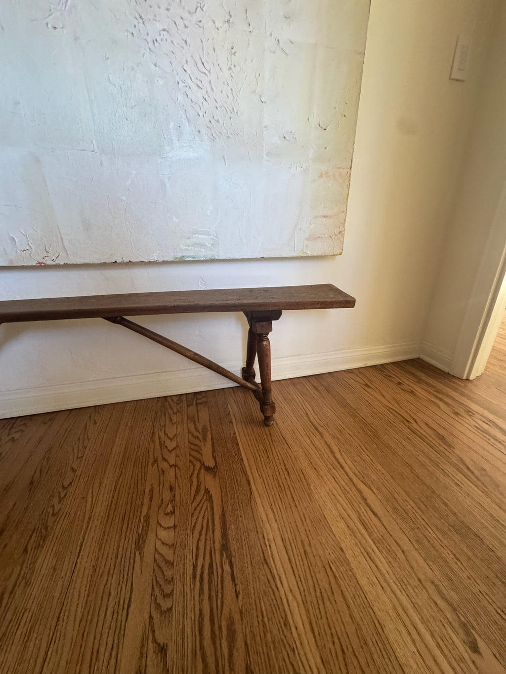 Early 19th Century French Vineyard Trestle Bench in Solid Hardwood