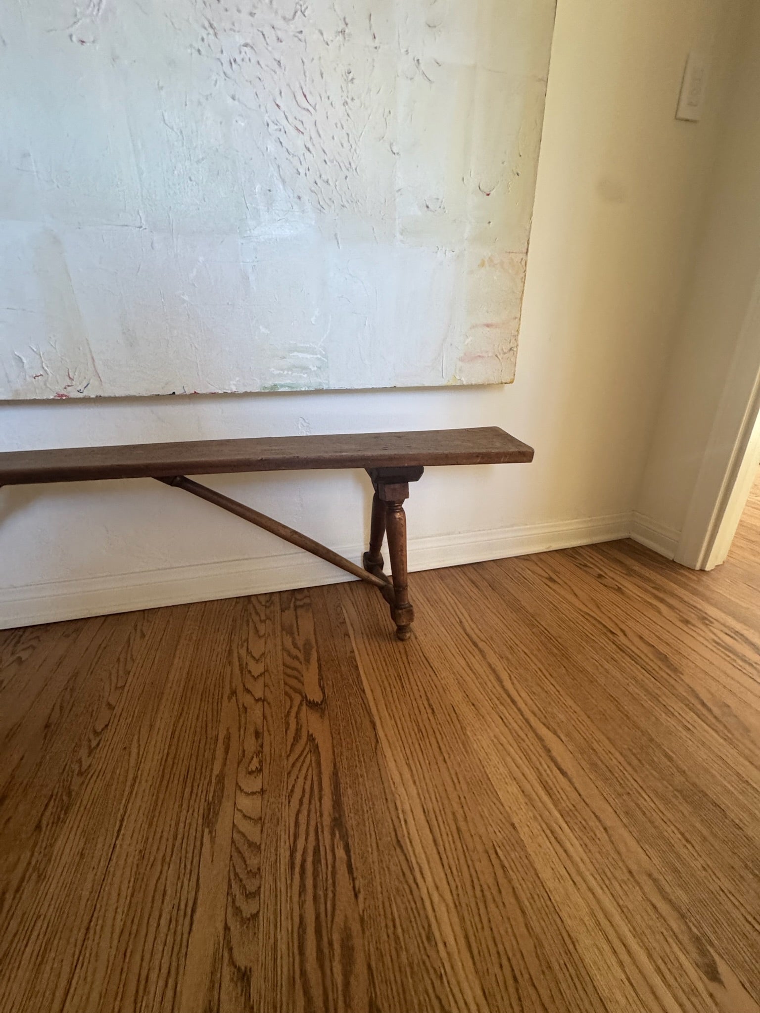 Early 19th Century French Vineyard Trestle Bench in Solid Hardwood