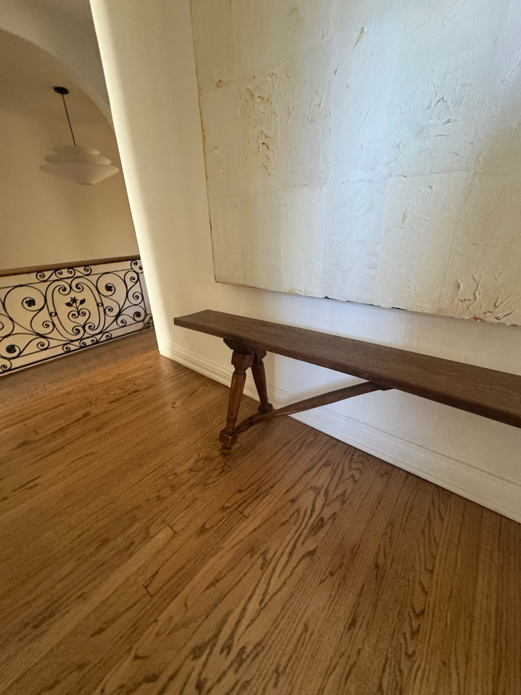 Early 19th Century French Vineyard Trestle Bench in Solid Hardwood