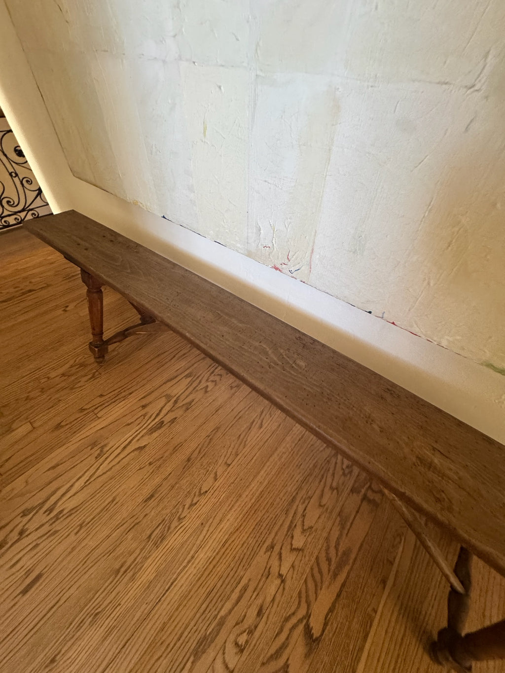 Early 19th Century French Vineyard Trestle Bench in Solid Hardwood
