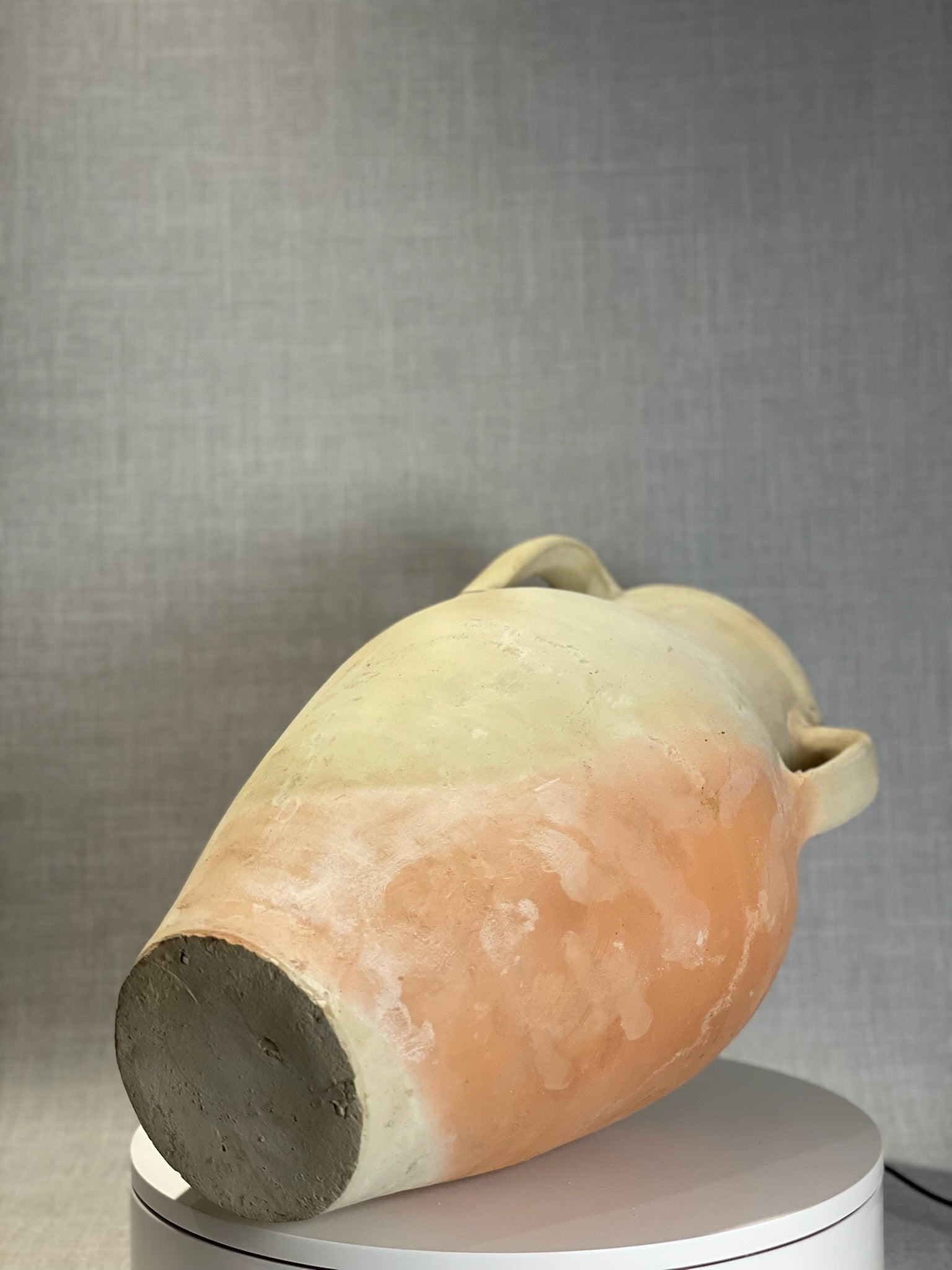 Large Mediterranean Terracotta Vase with Three Handles and Natural Firing Patina