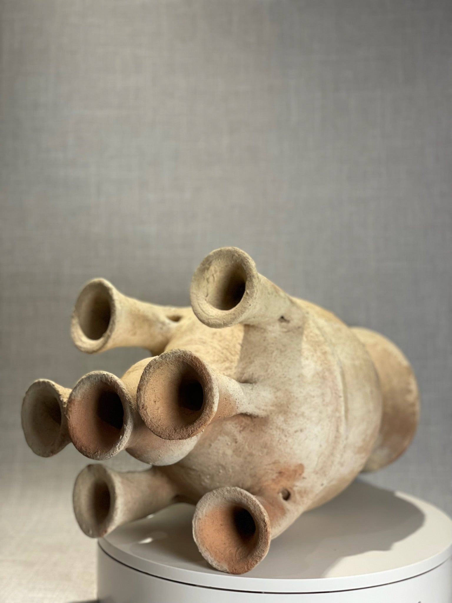 Large Moroccan Multi-Spouted Terracotta Vase with Natural Firing Patina