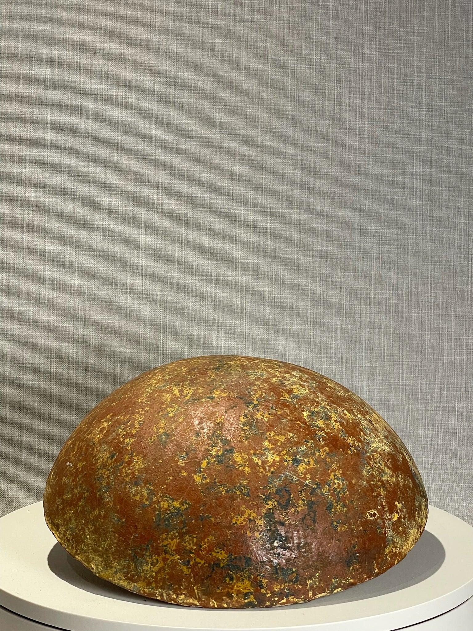 Antique Handcrafted European Wooden Dough Bowl with Aged Ochre and Gold Patina