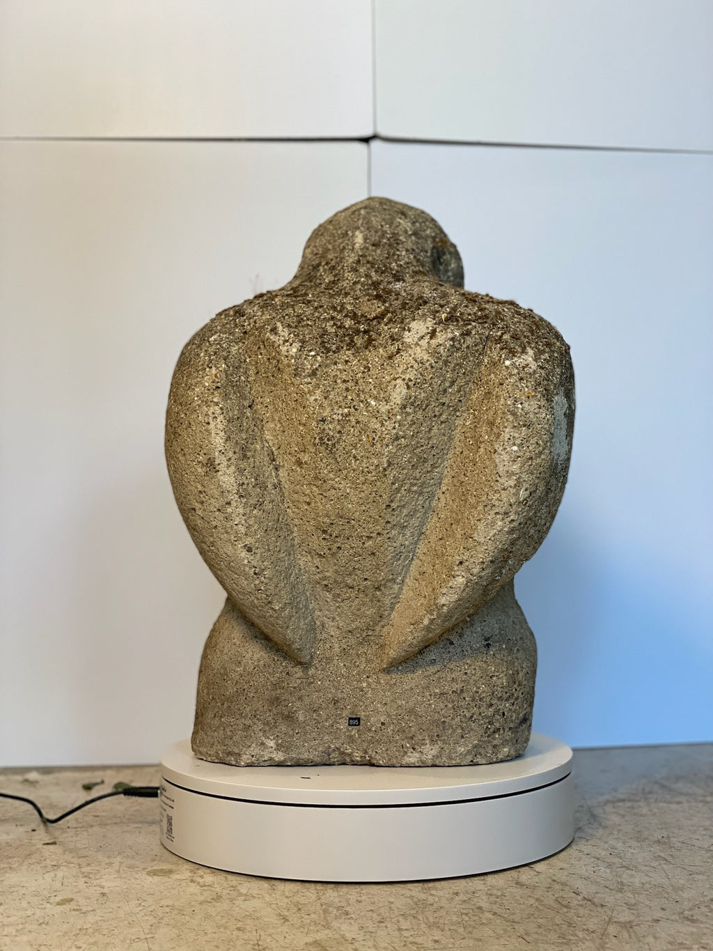 Weathered Abstract Stone Torso Sculpture – Primitive Modernist Garden Figure