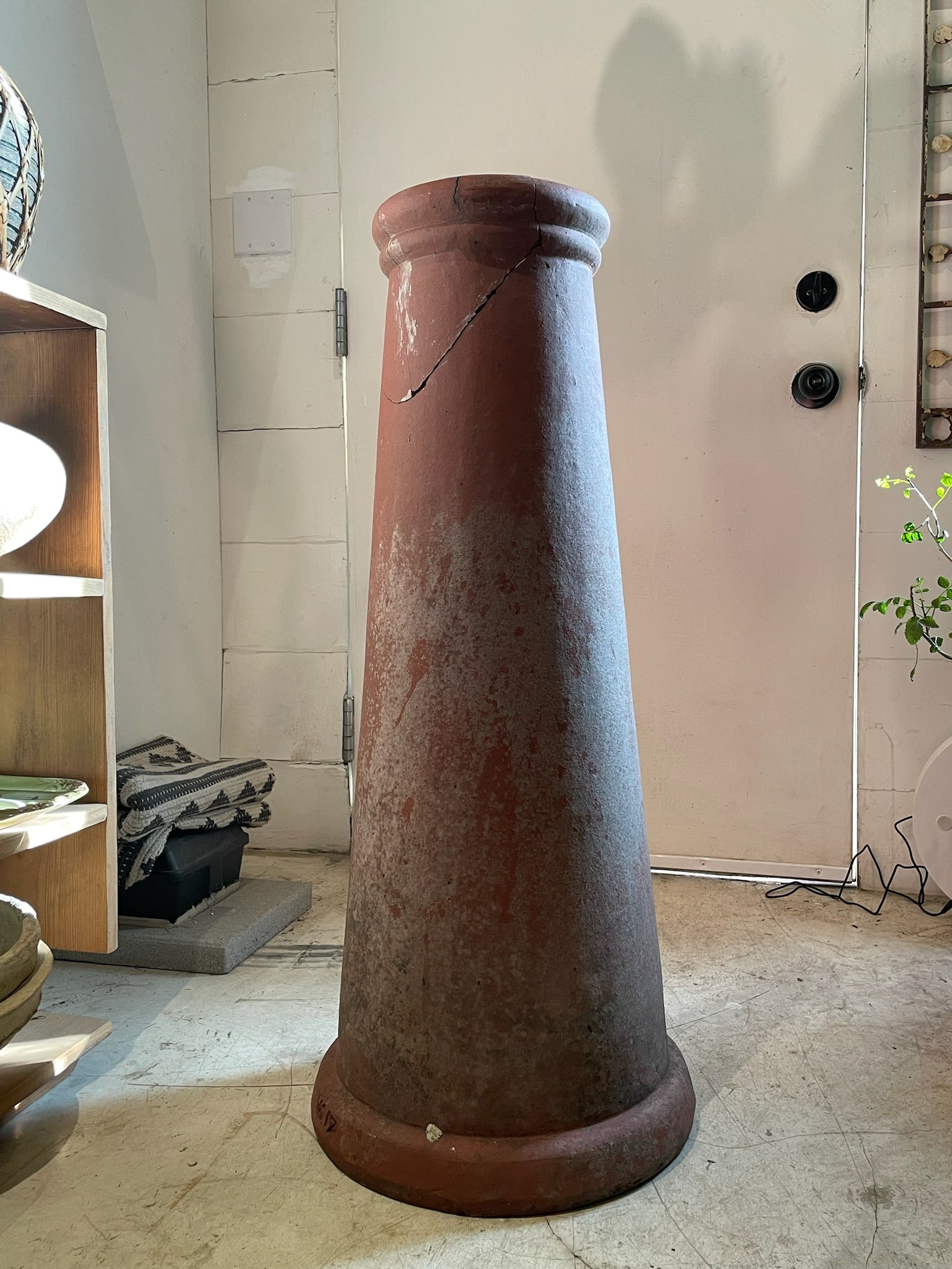 Antique English Red Terracotta Chimney Pot with Aged Patina and Weathered Character