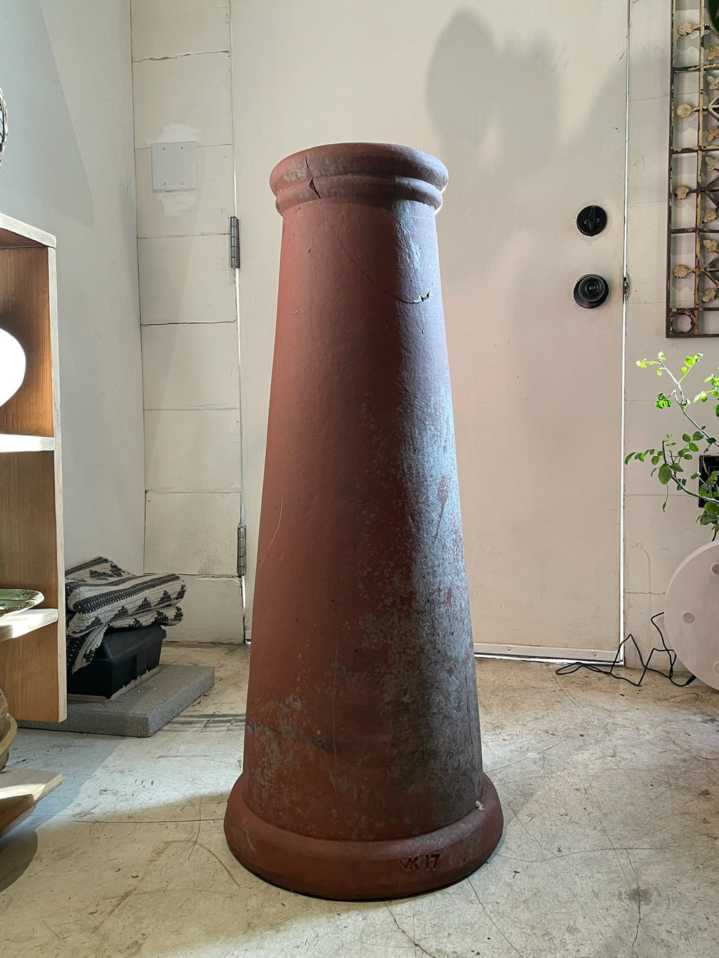Antique English Red Terracotta Chimney Pot with Aged Patina and Weathered Character
