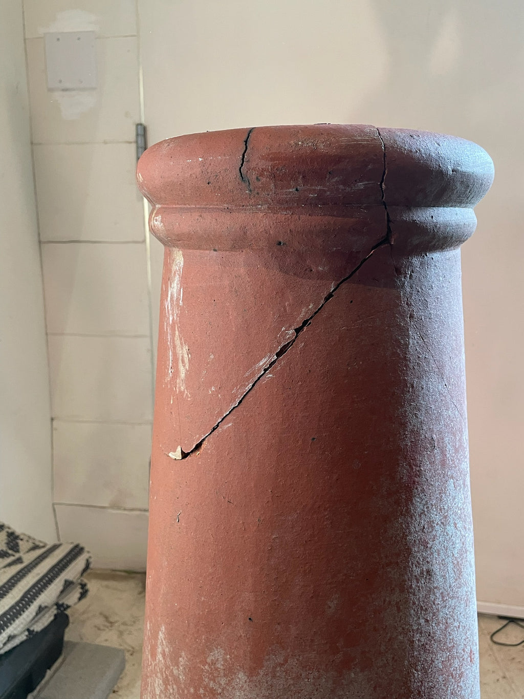 Antique English Red Terracotta Chimney Pot with Aged Patina and Weathered Character