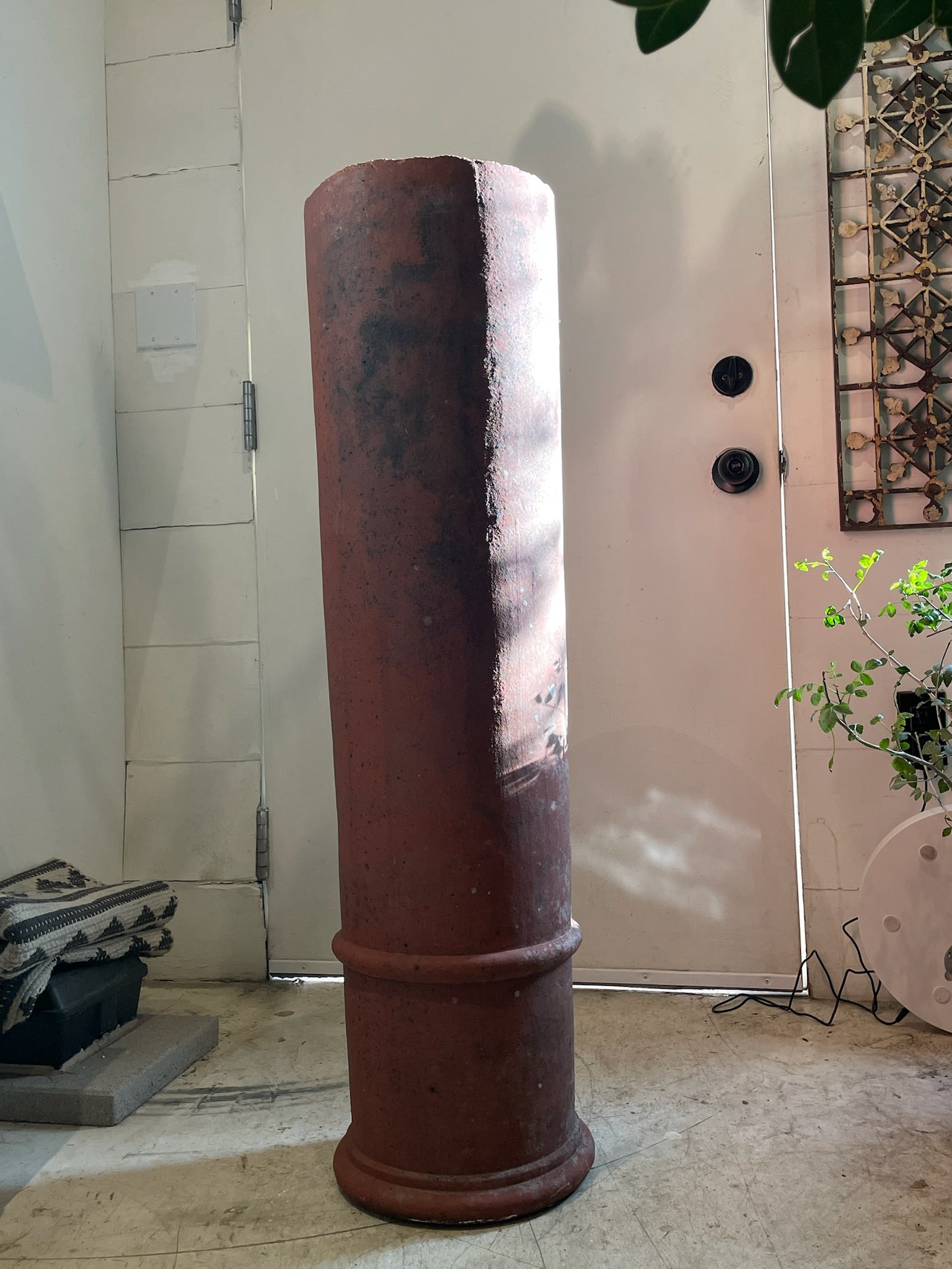 Antique English Red Terracotta Chimney Pot with Aged Patina and Weathered Character