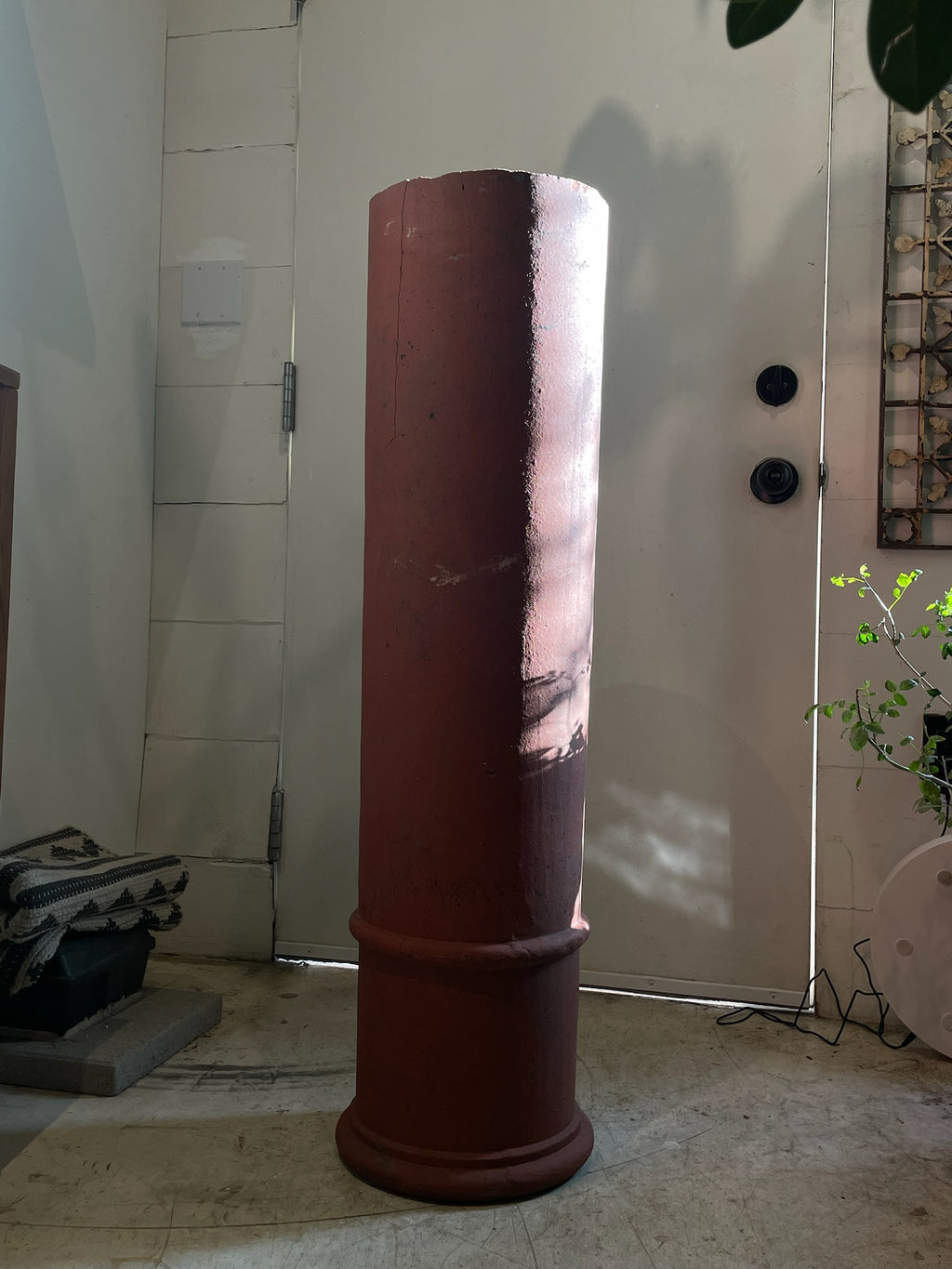 Antique English Red Terracotta Chimney Pot with Aged Patina and Weathered Character