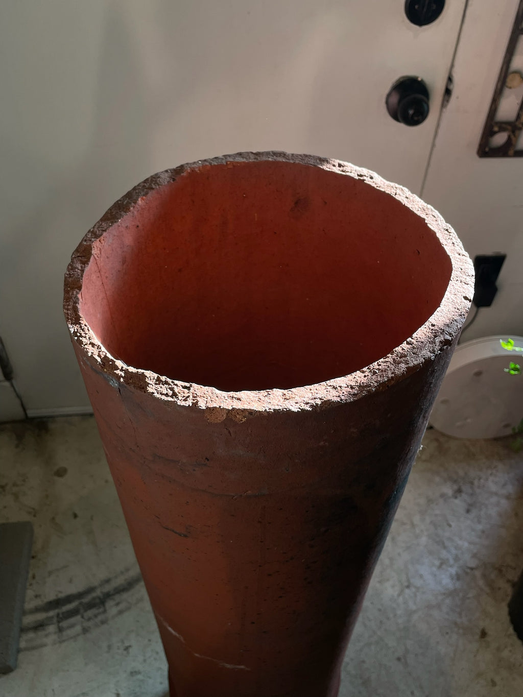 Antique English Red Terracotta Chimney Pot with Aged Patina and Weathered Character
