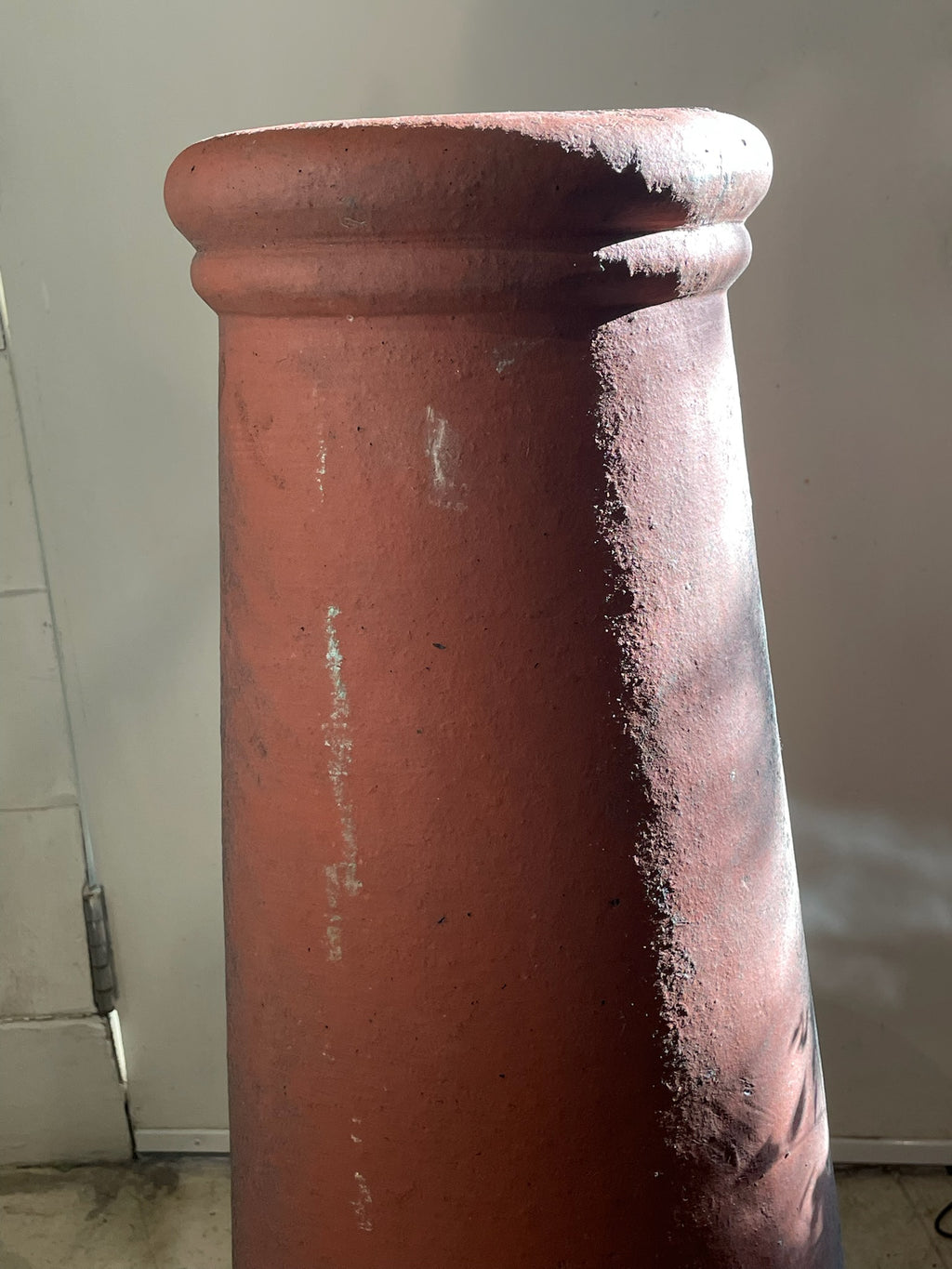 Antique English Red Terracotta Chimney Pot with Aged Patina and Weathered Character