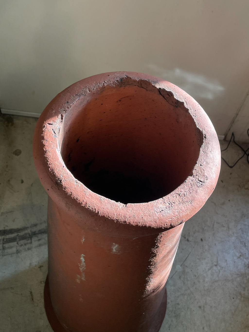 Antique English Red Terracotta Chimney Pot with Aged Patina and Weathered Character