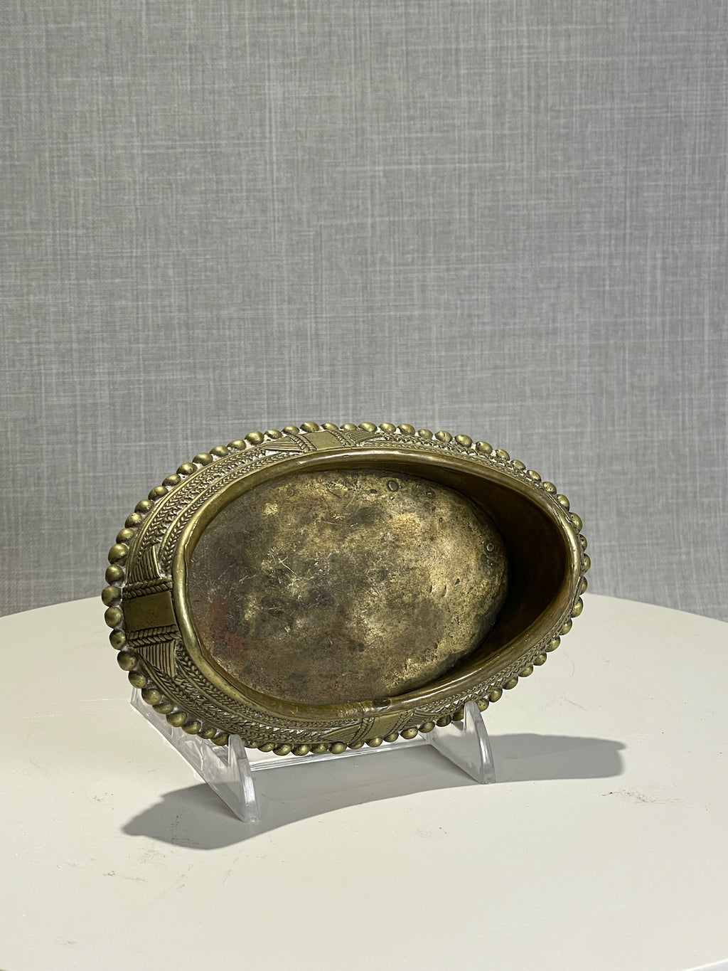 tribal geometric brass bowl vintage metal decor