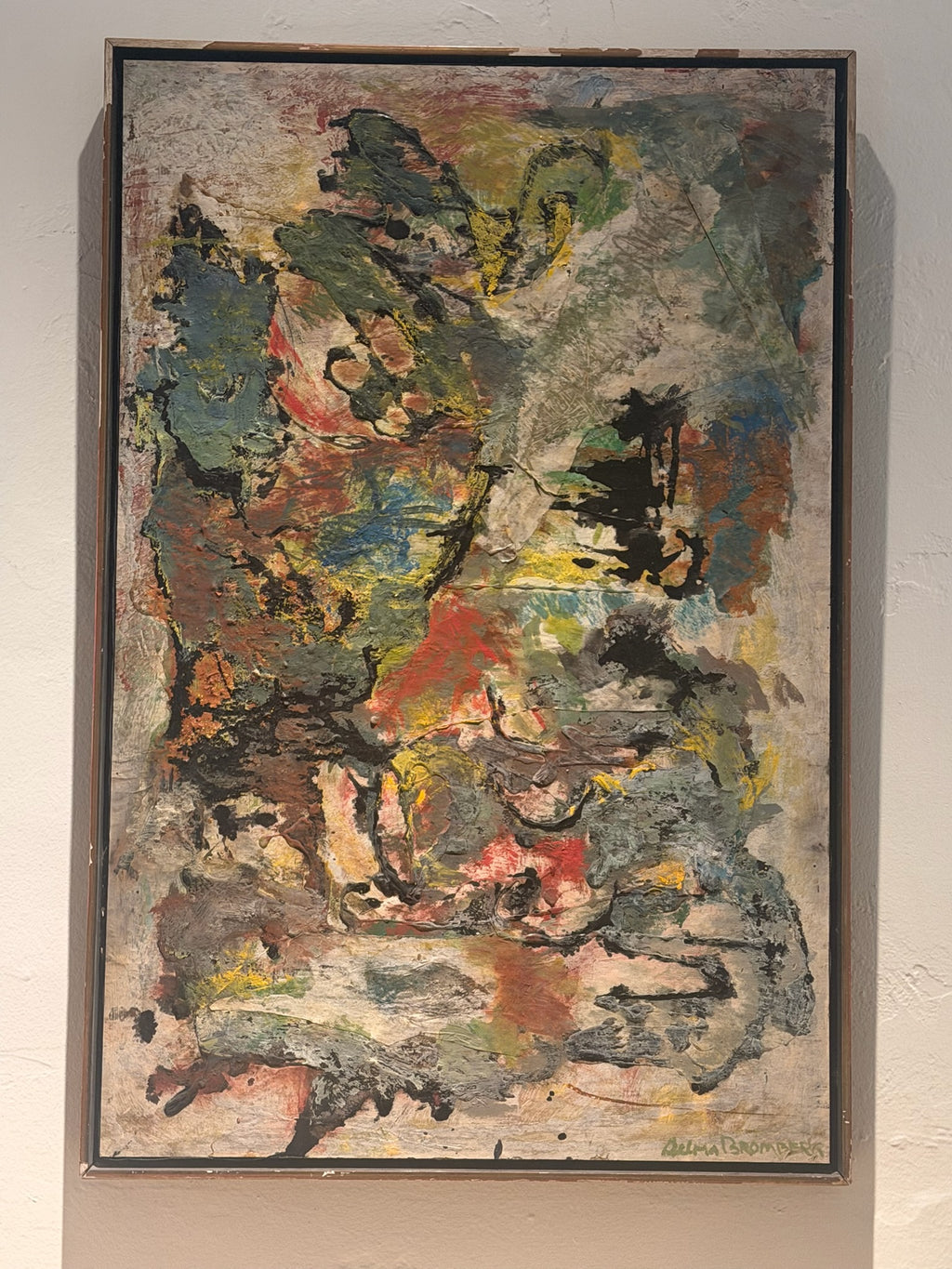 Selma Bromberg Signed Abstract Mixed Media Painting with Heavy Impasto Texture
