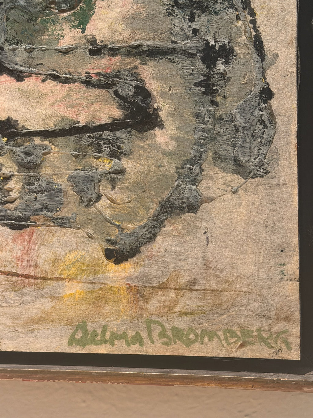 Selma Bromberg Signed Abstract Mixed Media Painting with Heavy Impasto Texture