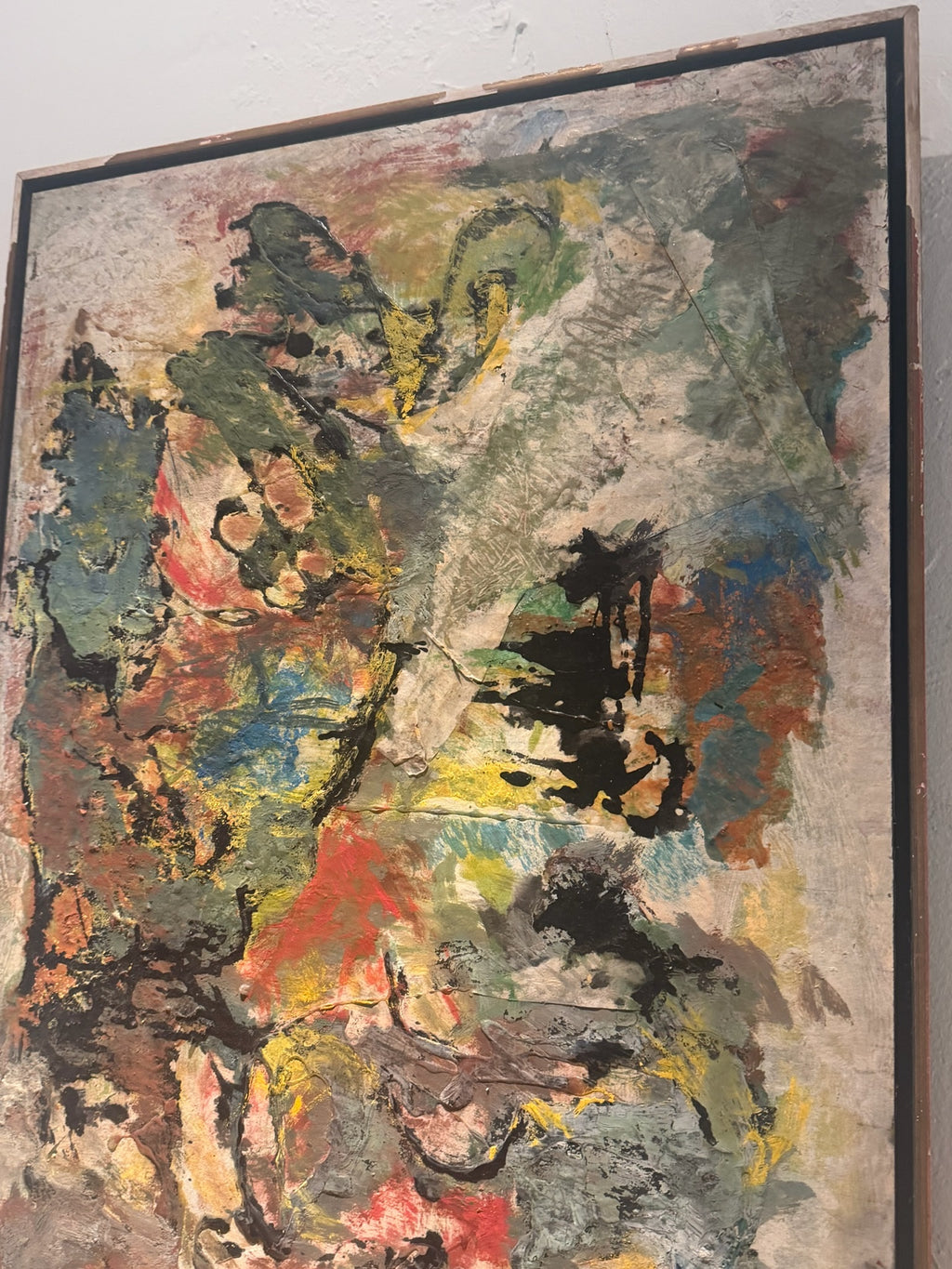 Selma Bromberg Signed Abstract Mixed Media Painting with Heavy Impasto Texture