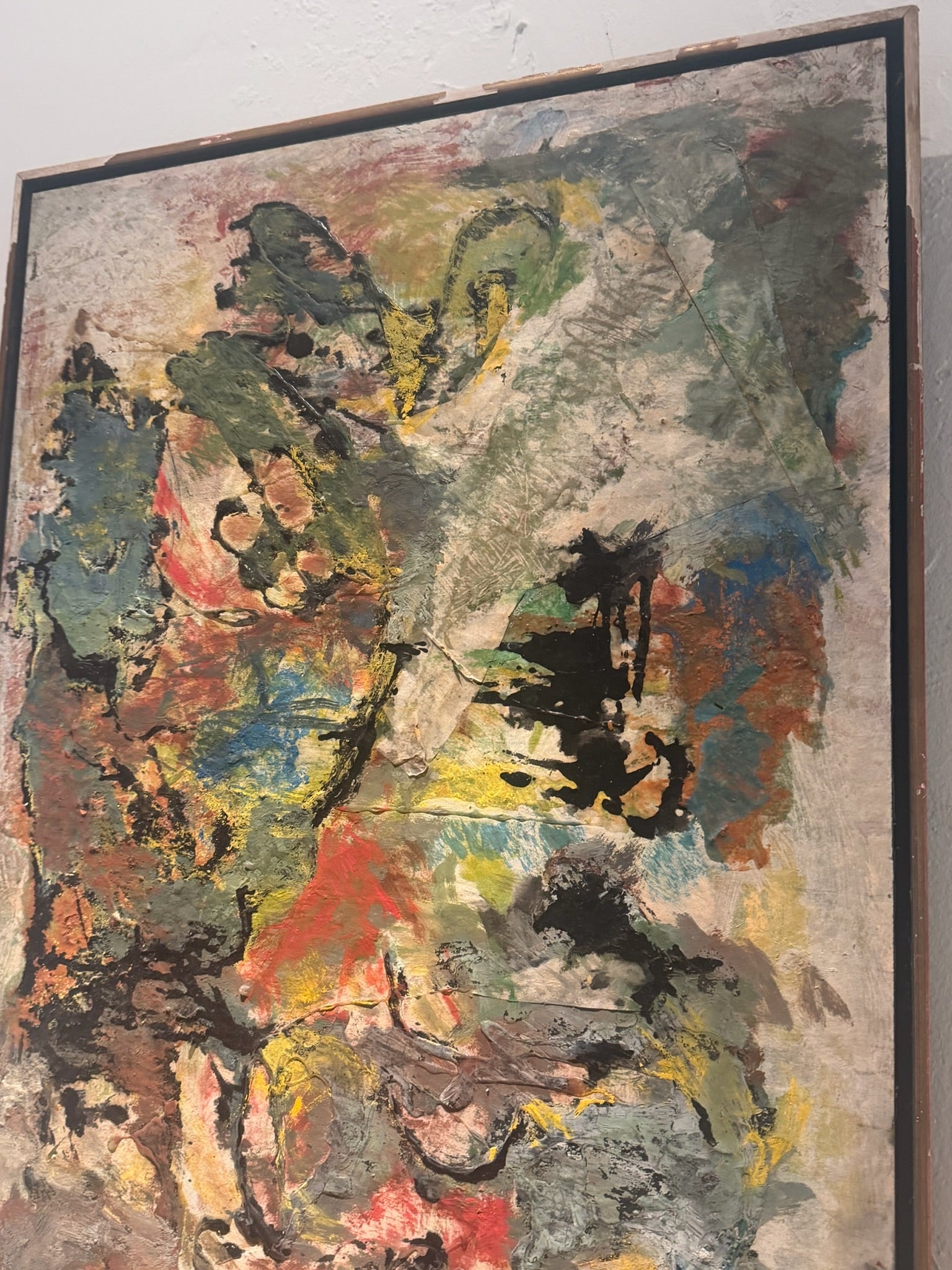 Selma Bromberg Signed Abstract Mixed Media Painting with Heavy Impasto Texture