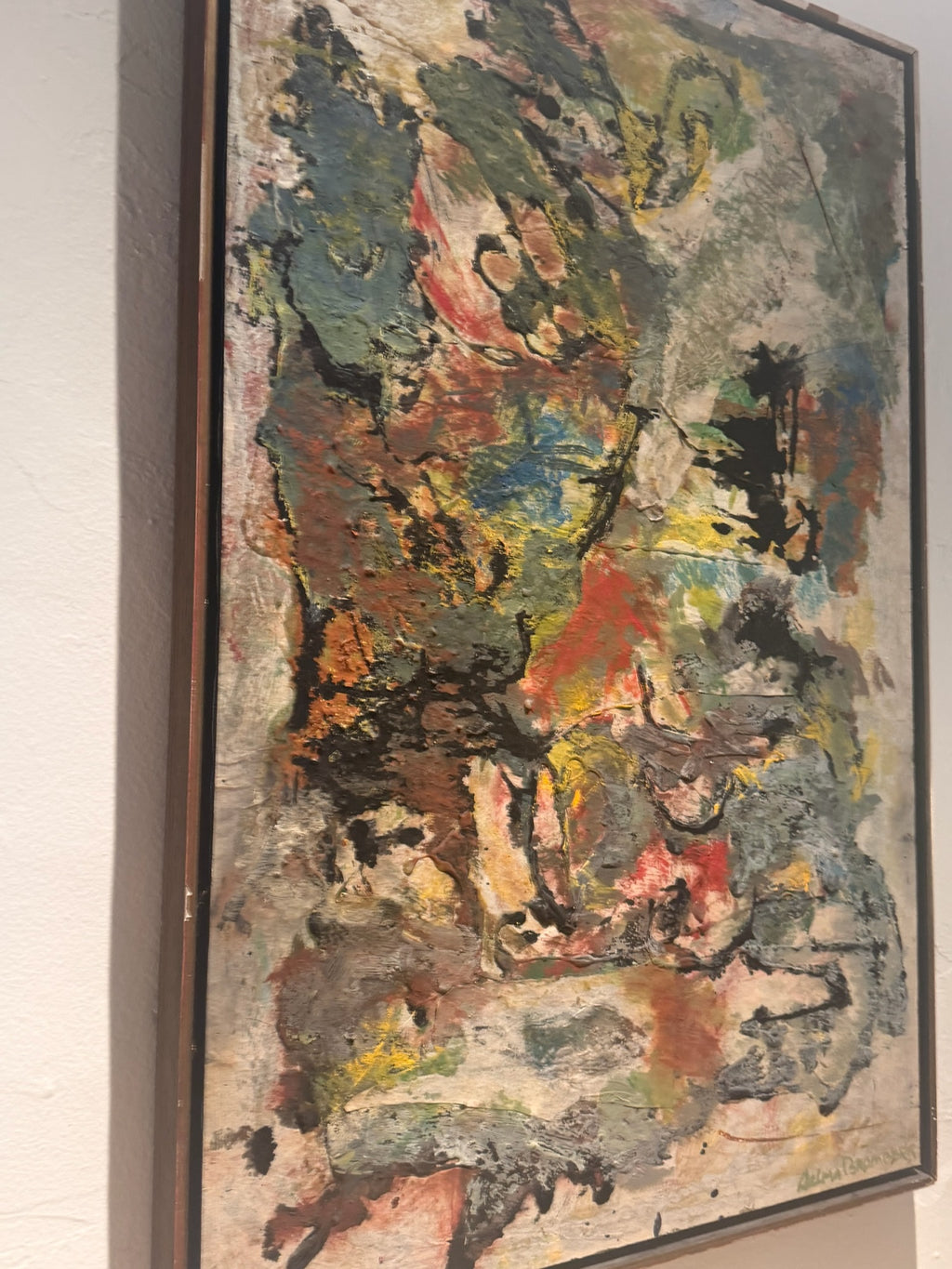 Selma Bromberg Signed Abstract Mixed Media Painting with Heavy Impasto Texture