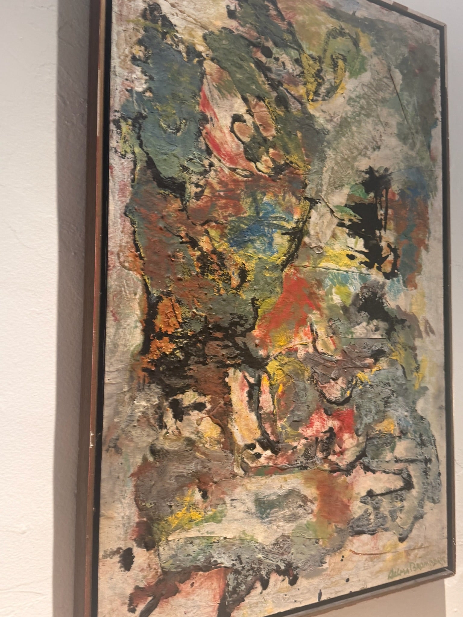 Selma Bromberg Signed Abstract Mixed Media Painting with Heavy Impasto Texture