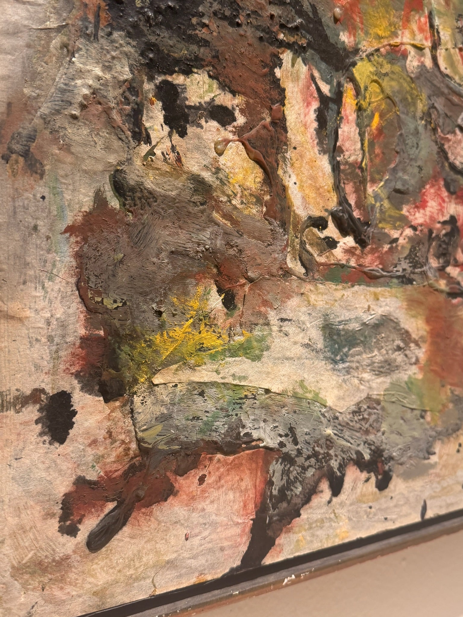 Selma Bromberg Signed Abstract Mixed Media Painting with Heavy Impasto Texture