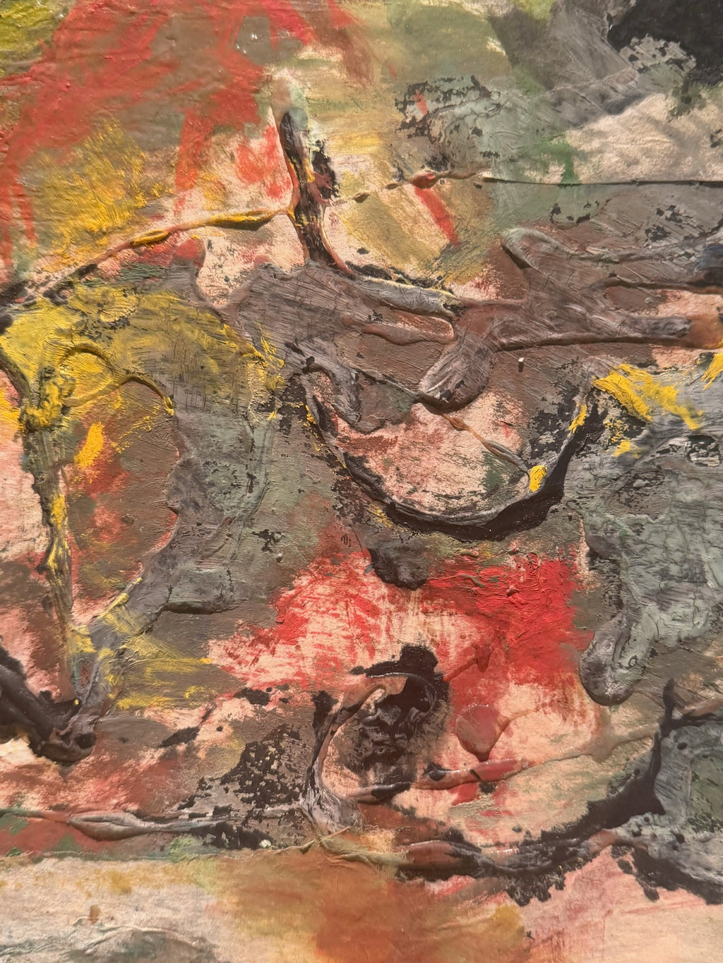 Selma Bromberg Signed Abstract Mixed Media Painting with Heavy Impasto Texture