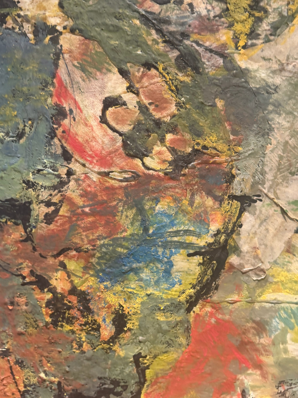 Selma Bromberg Signed Abstract Mixed Media Painting with Heavy Impasto Texture