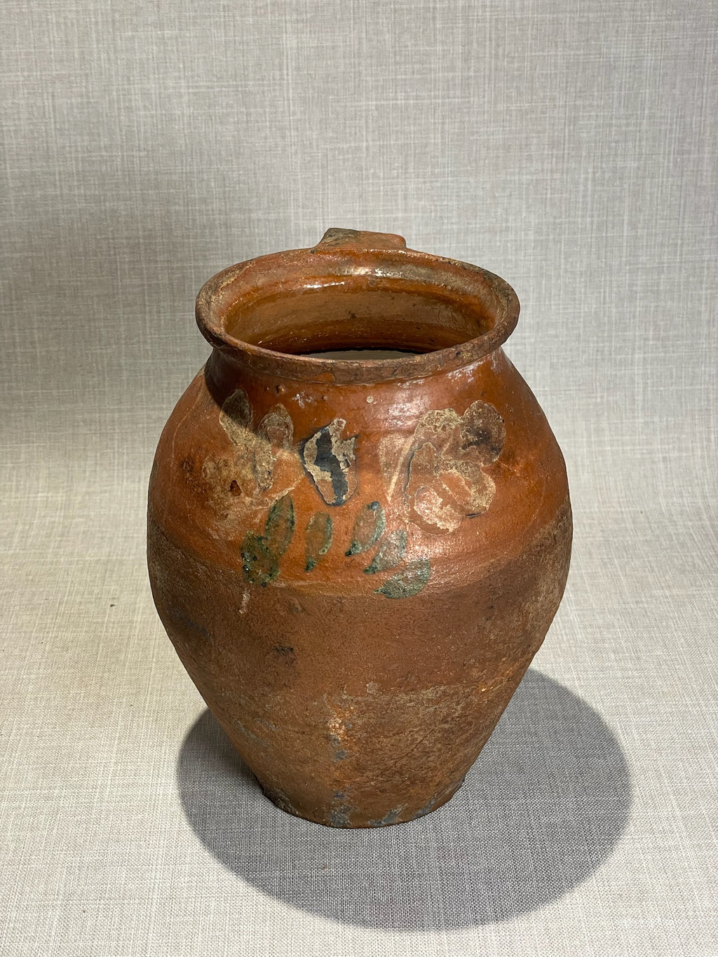 Large 18th Century Rustic Terra Cotta Vase & Candle – Antique Clay Pitcher