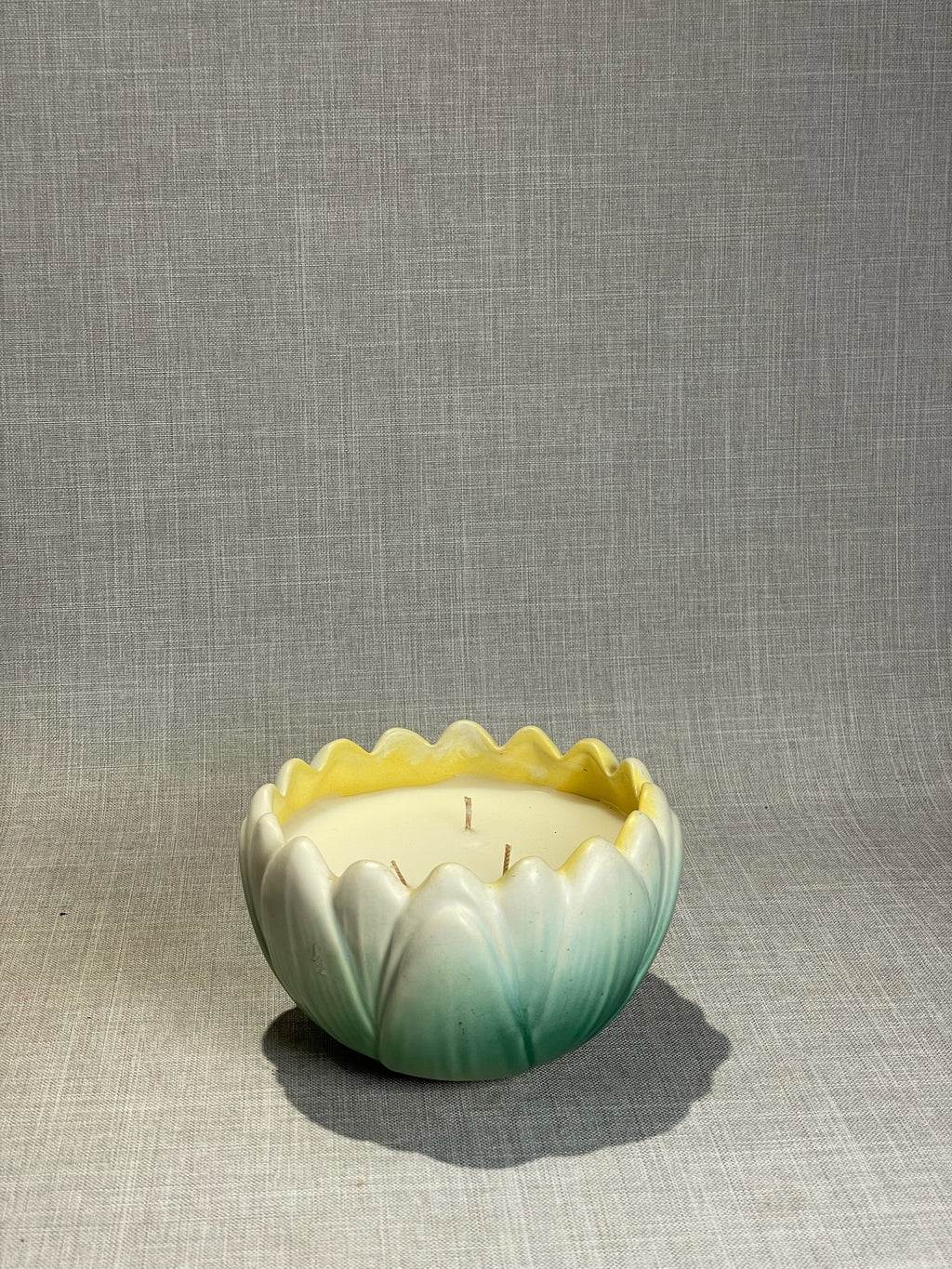 Rare Weller Pottery Lotus Blossom Candle – Hand-Glazed Art Deco