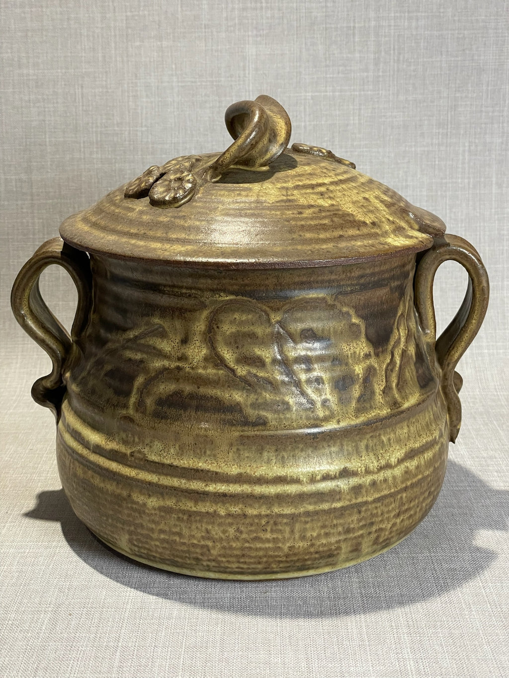 Huge Rustic Hearthstone Ceramic Candle – Handcrafted Double-Handled Lidded Pot