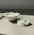 White Blossom Lidded Ceramic Candle – Hand-Poured Triple Wick in Vintage Petal Design