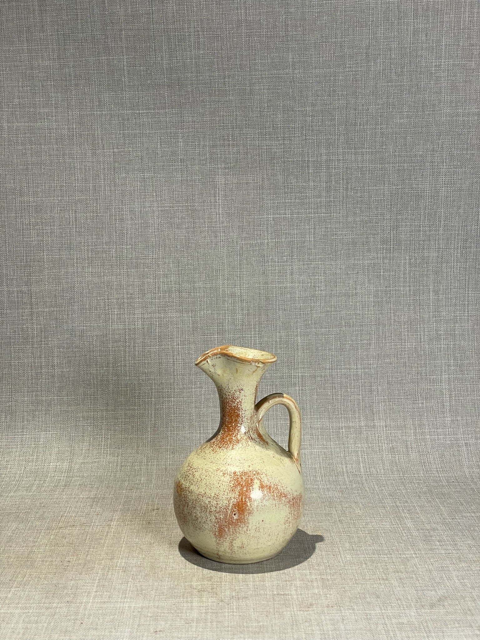 Handcrafted Rustic Drip-Glaze Stoneware Pitcher Vase with Speckled Earth-Tone Finish