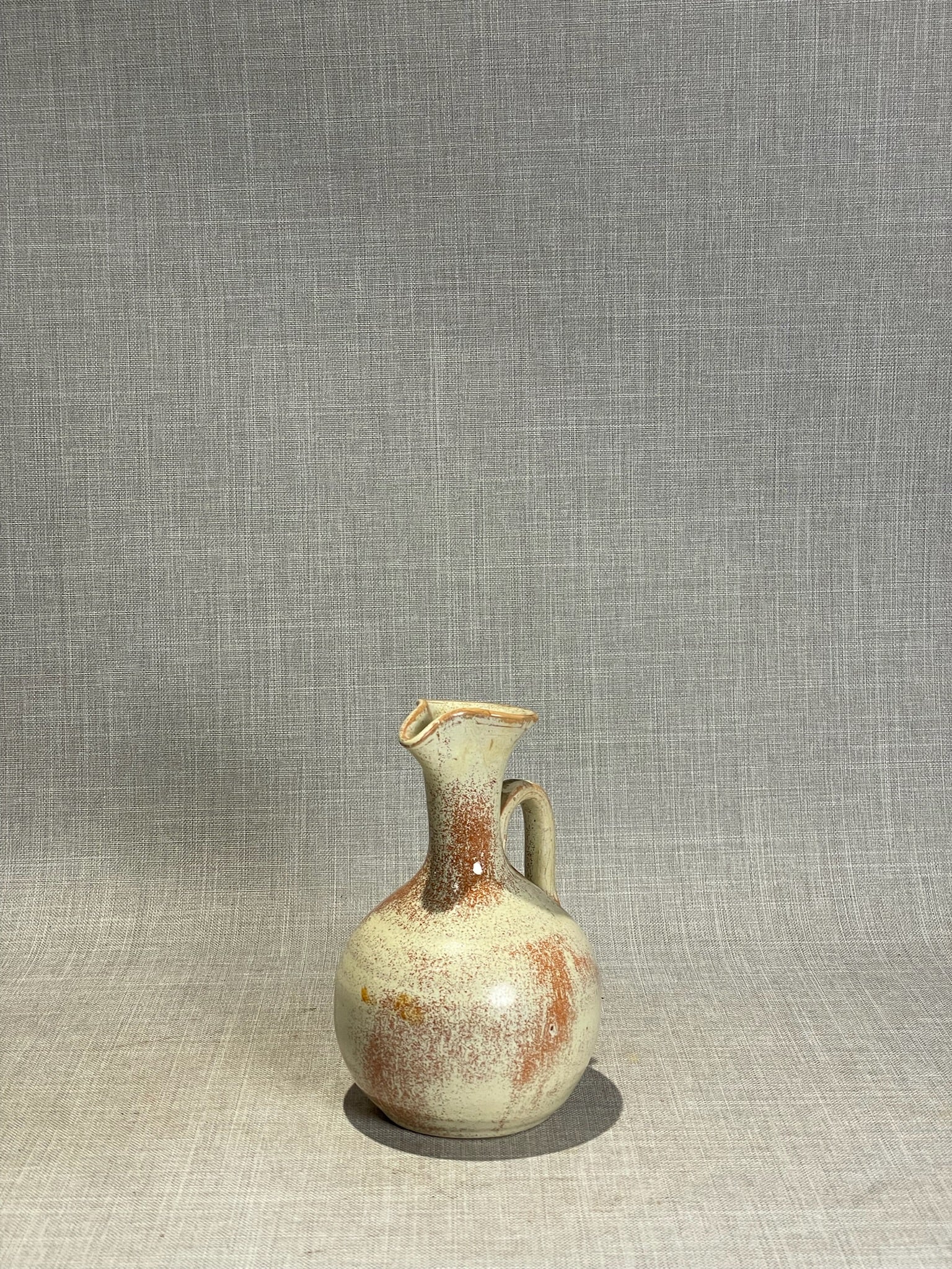 Handcrafted Rustic Drip-Glaze Stoneware Pitcher Vase with Speckled Earth-Tone Finish