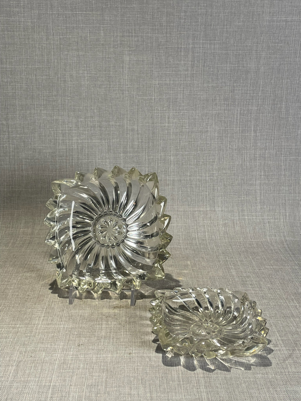 Vintage Cut Crystal Swirl Candle Holders – Square Art Deco Pair