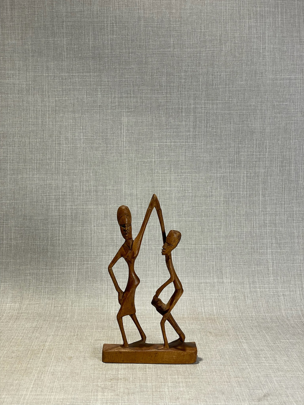 Hand-Carved Mid-Century African Tribal Wooden Dancing Couple Figurine