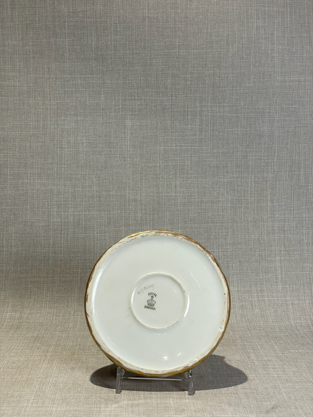 Vintage Royal Bavaria Hand-Painted Porcelain Ashtray with Gilt & Poppy Motif