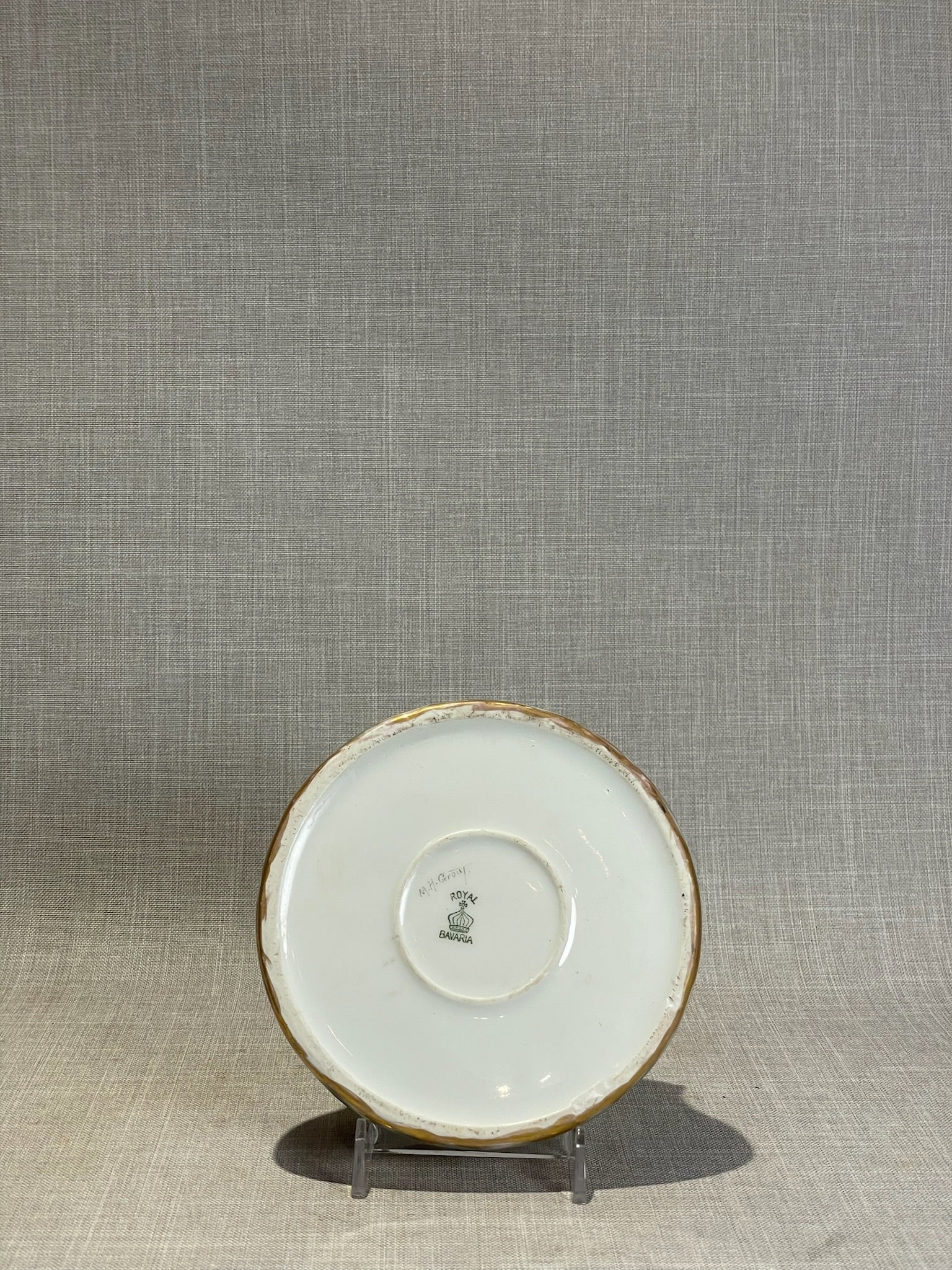 Vintage Royal Bavaria Hand-Painted Porcelain Ashtray with Gilt & Poppy Motif