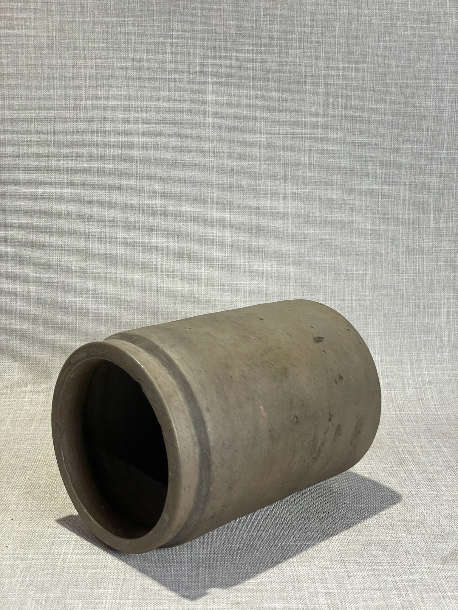 Antique Shenandoah Valley Primitive Stoneware Crock Jar with Rolled Rim, Strasburg, Virginia